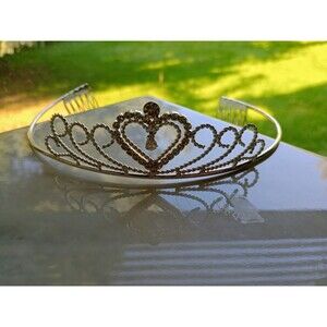 Girl's Tiara Silver Tone Jewel Rhinestone Halloween Costume